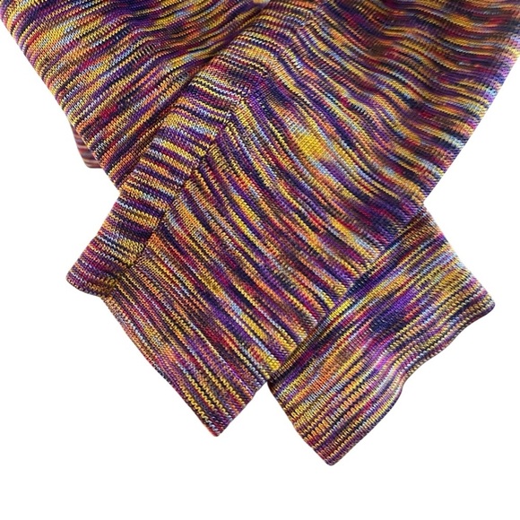 Evelyn & Arthur 100% Silk Multicolor V-Neck Long Sleeve Lightweight Sweater SZ M - Picture 4 of 7